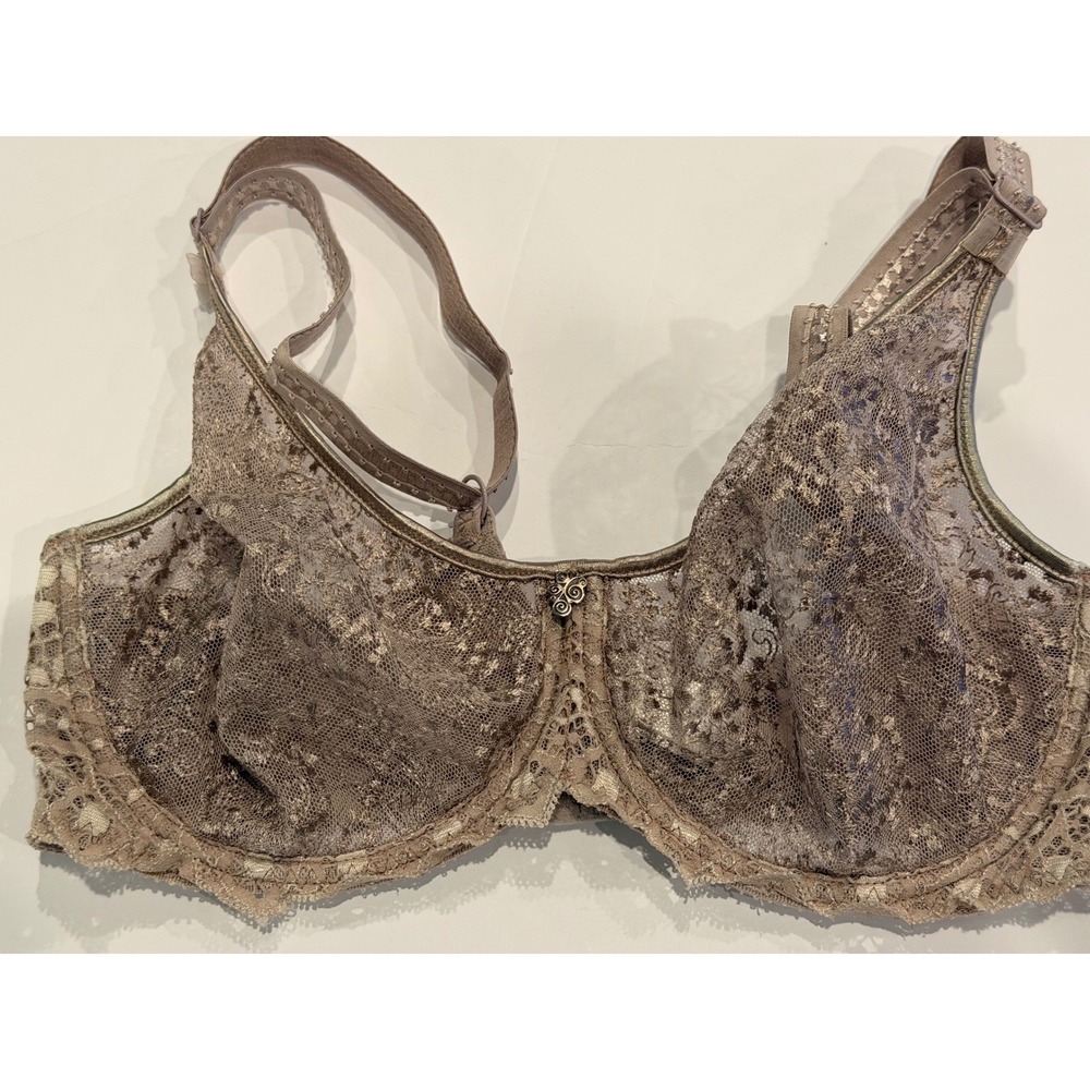Empreinte 34D Taupe Lace Underwire Bra Full Coverage Luxury Lingerie France